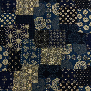 Golden Harmony – Japanese Patchwork – Dark Navy