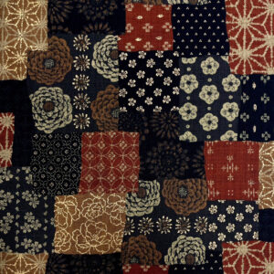 Golden Harmony – Japanese Patchwork – Dark Red