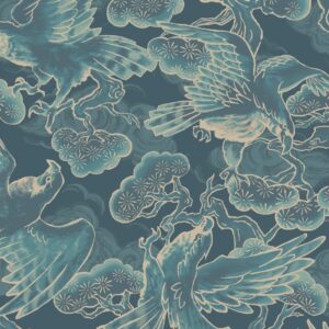 Lotus Gardens – HR3490-12B – Blue